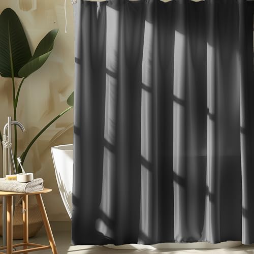 Pameil Duschvorhang, dunkelgrau Badezimmervorhang, aus Polyester-Textilgewebe, schimmelresistenter, wasserdichter, waschbarer Badezimmervorhang mit Duschvorhangring Pameil Duschvorhang, dunkelgrau Badezimmervorhang, aus Polyester-Textilgewebe, schimmelresistenter, wasserdichter, waschbarer Badezimmervorhang mit Duschvorhangring von Pameil