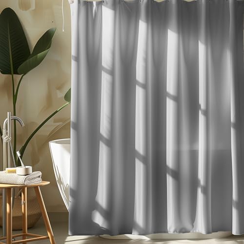 Pameil Duschvorhang, hellgrau Badezimmervorhang, aus Polyester-Textilgewebe, schimmelresistenter, wasserdichter, waschbarer Badezimmervorhang mit Duschvorhangring Pameil Duschvorhang, hellgrau Badezimmervorhang, aus Polyester-Textilgewebe, schimmelresistenter, wasserdichter, waschbarer Badezimmervorhang mit Duschvorhangring von Pameil