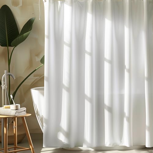 Pameil Duschvorhang, weiß Badezimmervorhang, aus Polyester-Textilgewebe, schimmelresistenter, wasserdichter, waschbarer Badezimmervorhang mit Duschvorhangring (Weiß, H200 x B200 cm (1er Pack)) von Pameil
