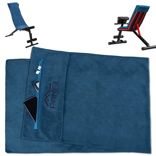 Pameil Fitness Handtuch | 120x50cm Sporthandtuch Fitnessstudio | Saugstark und Weich Gym Handtuch mit Reißverschlusstasche für Training (Marineblau) von Pameil