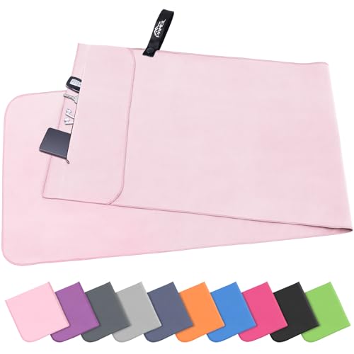 Pameil Fitness Handtuch mit Reißverschluss Tasche |120x50cm| Gym Mikrofaser Handtuch, Kompakt & Schnelltrocknend - Sporthandtuch Fitnessstudio, Reisehandtuch von Pameil