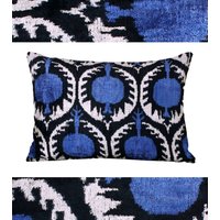 Navy Samt Kissenbezüge, Ikat Kissen, Blau 22x22 cm, Granatapfel Kissen von PammDesign