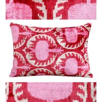 Rosa Kissenbezug 16x24, Kissenbezug Rosa, Velvet Ikat Rosa 20x20, Dekorative Kissen Schlafzimmer, Kissenbezug von PammDesign