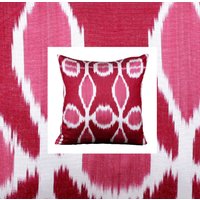 Rot Und Rosa Gemusterte Kissenbezug, Seide Ikat Kissenbezug 16x24, Rosa Kissen Für Dekor, Benutzerdefinierte Größe von PammDesign