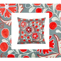 Suzani Kissenbezug 18x18, Blumen 18x18, Deko Grün von PammDesign