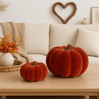Beflockter Kürbis Beflockt, Herbstdeko - Helloween Dekorieren Kunststoff Landhaus Stil 2 Größen von Pamplex