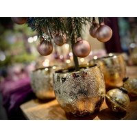Blumentopf Gold - Übertopf Struktur Pflanzentopf Weihnachtstopf Rustikale Weihnachtsdeko Verschiedene Größen von Pamplex
