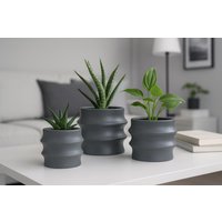 Blumentopf Grau - Moderner Übertopf Pflanztopf Wellenform Zylindertopf Zum Bepflanzen Geschenkidee 3 Größen Blumentopf Grau - Moderner Übertopf Pflanztopf Wellenform Zylindertopf Zum Bepflanzen Geschenkidee 3 Größen von Pamplex