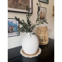 Bodenvase Rund, Weiß-Matt - Kugelvase Keramikvase Blumenvase Dekovase von Pamplex