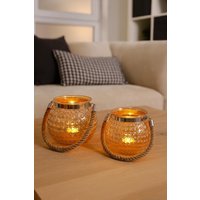 Glaslaterne Mit Jutegriff - Windlicht Bernsteinoptik Hängelaterne Gartendekoration Geschenkidee Garten 2 Größen Glaslaterne Mit Jutegriff - Windlicht Bernsteinoptik Hängelaterne Gartendekoration Geschenkidee Garten 2 Größen von Pamplex