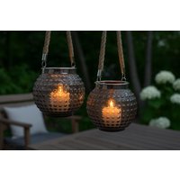Glaslaterne Mit Jutegriff - Windlichtglas in Grau Hängelaterne Gartendeko Geschenkidee Garten 2 Größen Glaslaterne Mit Jutegriff - Windlichtglas in Grau Hängelaterne Gartendeko Geschenkidee Garten 2 Größen von Pamplex