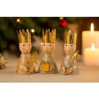 Heilige Drei Könige Metall Figuren - Weihnachtsdeko Set Metallfiguren Caspar, Melchior Und Balthasar Weihnachtsschmuck Gold Geschenk von Pamplex