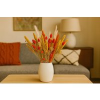 Herbstliche Trockenblumen Deko in Orange, Strauß Mit Pampasgras Und Getreide Für Vase, Herbstdekoration Wohnzimmer - 3 Größen von Pamplex