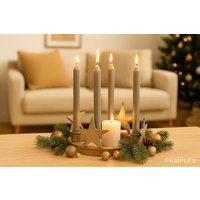 Holz Adventskranz Sternen - Tischdeko Weihnachten Kerzenhalter Advent Weihnachtskranz Geschenkidee von Pamplex