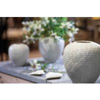 Keramik-Vase, Ballonvase, Blumenvase Weiß-Braun Glänzend, Ballonvase von Pamplex