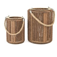 Kordel-Laterne - Windlicht Garten Boho Deko Natur Holzlaterne Mit Flechtoptik Balkon Sommer Geschenkidee 2 Farben Kordel-Laterne - Windlicht Garten Boho Deko Natur Holzlaterne Mit Flechtoptik Balkon Sommer Geschenkidee 2 Farben von Pamplex
