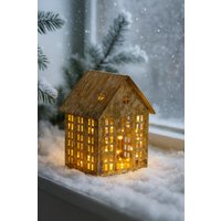 Teelichthaus Metall Goldantik - Windlicht Haus Deko Laterne Für Teelicht Oder Lichterkette Weihnachtsdeko Geschenkidee Weihnachten von Pamplex