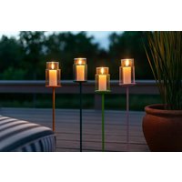 Metall-Windlicht Gartenstecker - Teelichthalter Mit Glas Gartenbeleuchtung Gartendeko Geschenkidee Garten von Pamplex