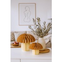 Papierpilze, Deko-Pilze Aus Papier - Herbstliche Deko in Naturtönen Helloween Tischdeko Und Fensterbank Geschenkidee 3 Farben von Pamplex