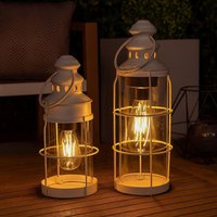 Schifflaterne - Gartenlaterne "Föhr" Metall-Laterne Led Tischleuchte Vintage Laterne Mit Glühbirne Batteriebetrieben 2 Größen von Pamplex