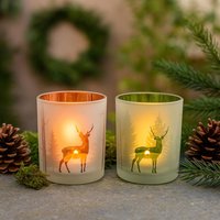 Teelicht Glas - Windlicht Weihnachten Hirsch Teelichtglas Rentier Kerzenhalter Advent Herbstdekoration Landhaus Stil Geschenkidee Teelicht Glas - Windlicht Weihnachten Hirsch Teelichtglas Rentier Kerzenhalter Advent Herbstdekoration Landhaus Stil Geschenkidee von Pamplex
