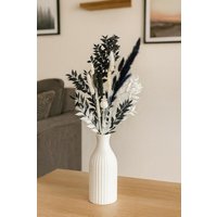 Trockenblumenstrauß Schwarz Weiß Modern, Ruskus Pampasgras Weizen, Boho Deko Strauß, Getrocknete Blumen 45 cm Trockenblumenstrauß Schwarz Weiß Modern, Ruskus Pampasgras Weizen, Boho Deko Strauß, Getrocknete Blumen 45 cm von Pamplex
