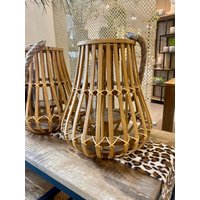 Laterne Aus Holz - Windlicht Ratten Holzlaterne Mit Glas Boho Terrassen Deko Geschenkidee von Pamplex
