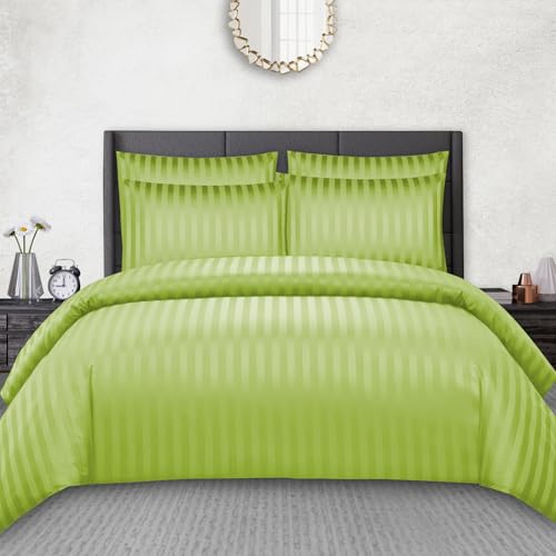 Pamposh Bettwäsche-Set für Doppelbett, Satin, gestreift, Premium-Hotelqualität, hypoallergen, ultraweiche Mikrofaser von Pamposh