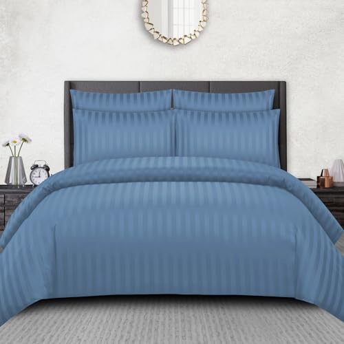 Pamposh Satin-Streifen-Bettwäsche-Set für Einzelbett, Premium-Hotelqualität, hypoallergen, ultraweiche Mikrofaser von Pamposh