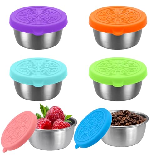 Pamtns 6 Stück Dressing Behälter mit Silikondeckel Mini Dosen Snackbox Lebensmittelbehälter Set 50ml Edelstahl Salatdressing Behälter Joghurtbecher To Go Salatbox Kleine Dosen Saucenbehälter Pamtns 6 Stück Dressing Behälter mit Silikondeckel Mini Dosen Snackbox Lebensmittelbehälter Set 50ml Edelstahl Salatdressing Behälter Joghurtbecher To Go Salatbox Kleine Dosen Saucenbehälter von Pamtns