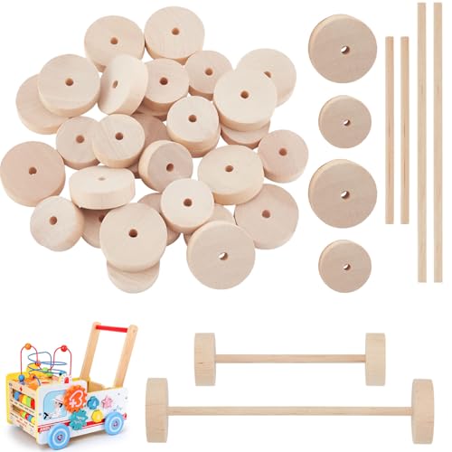 Pamtns 80 Stück Holzräder Set Zum Basteln Holz Bastelräder mit Holzstäbchen Holzdübel Unlackiertes Holzrad Holzräder mit Löchern Holzscheiben Mini Räder mit Achsstiften Hartholzstäbchen für DIY Pamtns 80 Stück Holzräder Set Zum Basteln Holz Bastelräder mit Holzstäbchen Holzdübel Unlackiertes Holzrad Holzräder mit Löchern Holzscheiben Mini Räder mit Achsstiften Hartholzstäbchen für DIY von Pamtns