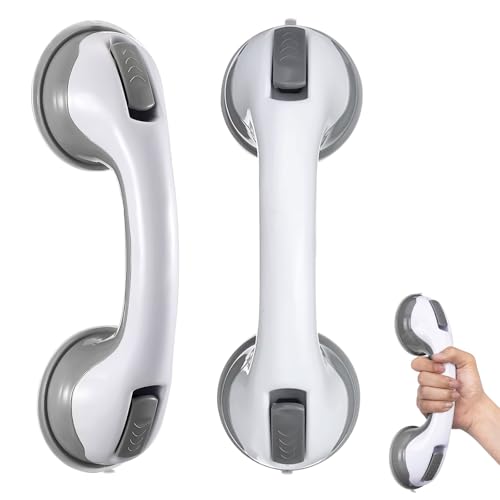 Pamtns Haltegriffe für Senioren 2 Stück Haltegriff Dusche Ohne Bohren Duschgriff Saugnapf Haltegriff Dusche Badewannengriff Behinderten WC Haltegriff Sauggriff Badewanne Stützgriff Duschstange von Pamtns