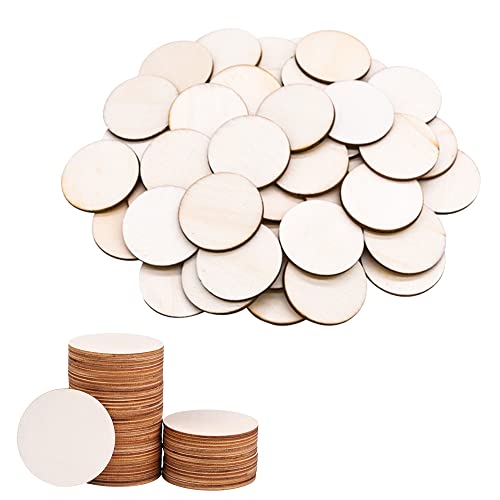 Pamtns Holzscheiben 4cm 100 Stück Naturholzscheiben zum Basteln - Unvollendete Runde Holz Log Scheiben für DIY Handwerk Untersetzer Verzierungen von Pamtns