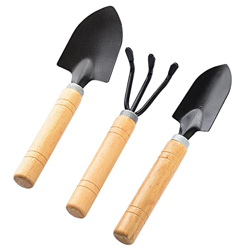 Pamtns Mini Pflanze Gartengeräte 3 Stück Mini Holzgriff Eisen Gartenwerkzeug Set Mini Gartengeräte Gartenwerkzeug Set Mini Holzgriff Eisen Gartenwerkzeug Set Spaten Klaue Rechen von Pamtns