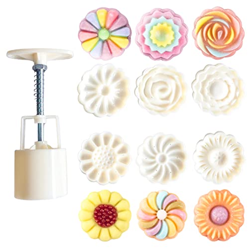 Pamtns Mondkuchen Form Blumenpresse Mondkuchenform Presse Cookie Stamp Ausstechformen Runde Blume Mond Kuchenform Mould Mooncake Mould Press DIY Mond Kuchen Pressformen Backwerkzeuge von Pamtns