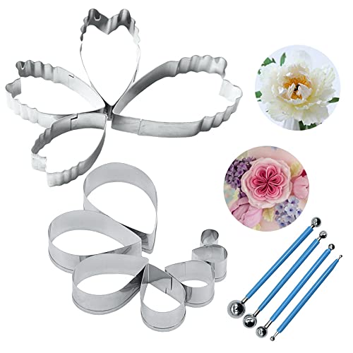 Pamtns Peony Ausstecher Blume Set 15 Stück Fondant Blumen Formen Ausstecher Set Rosenblüten Ausstechformen Ausstechform Tropfen Brot Herstellung Backen Fondantform Modelierwerkzeugset Fondant von Pamtns