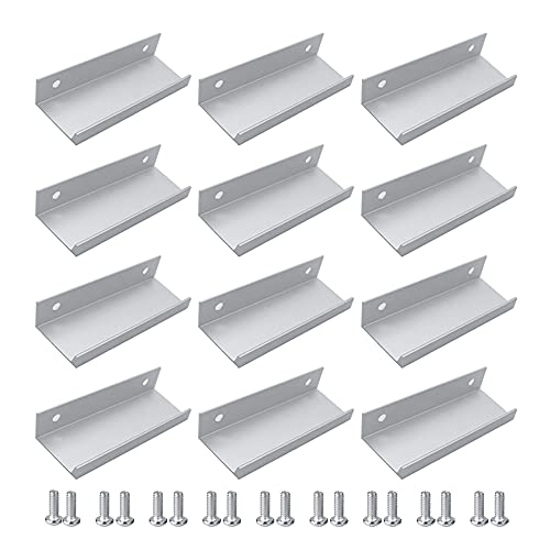 Pamtns Schrankgriffe Verdeckter 12 Stück Versteckte Schrankgriffe Silber Griffleiste Aluminium Alu Profilgriff Griffleiste Schrankgriff Schublade Küchengriff Eckig Griff mit Schrauben 80 MM von Pamtns
