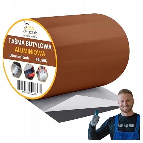 Pan Łącznik Butylband Dichtband 150mm x 10m | Aluminiumfolie Klebeband | Dachabdichtung Reparaturband | Wetterfest Wasserfest für Fugen | Braun RAL8017 von Pan Łącznik