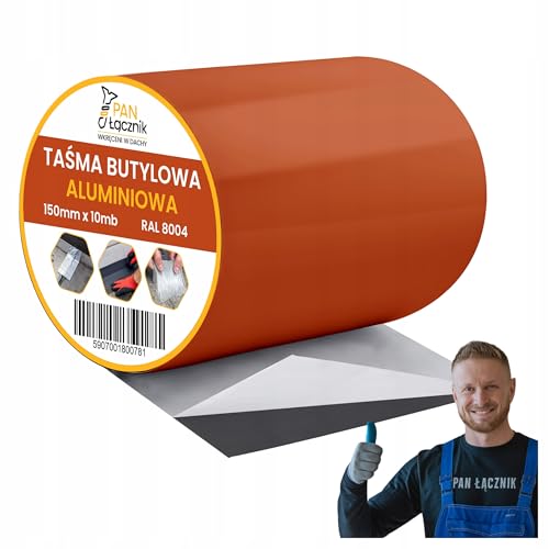 Pan Łącznik Butylband dichtband Aluminiumfolie braun – Dachabdichtung, Wasserfestes Klebeband Reperaturba, wetterfest, für Dachdeckerarbeiten, 150mm x 10m, RAL8004 von Pan Łącznik