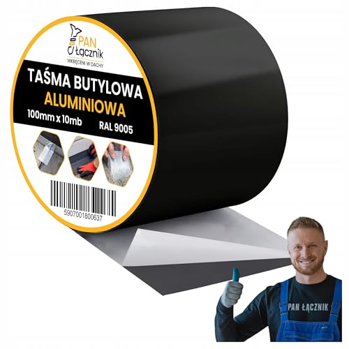 Pan Łącznik Butylband dichtband Aluminiumfolie schwarz – Dachabdichtung, Wasserfestes Klebeband Reperaturba, wetterfest, für Dachdeckerarbeiten, 100mm x 10m, RAL9005 von Pan Łącznik