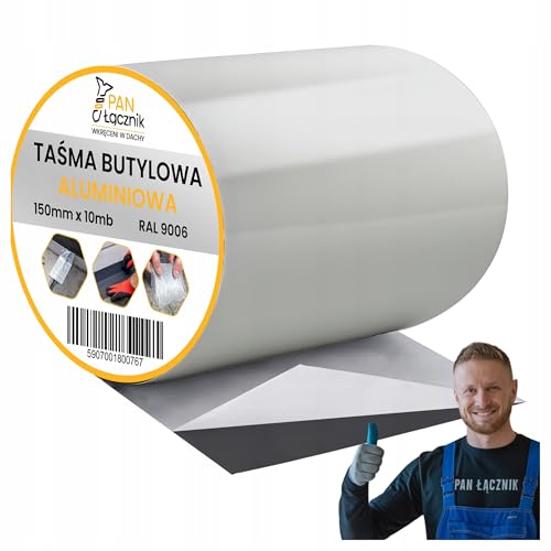 Pan Łącznik Butylband dichtband Aluminiumfolie silber – Dachabdichtung, Wasserfestes Klebeband Reperaturba, wetterfest, für Dachdeckerarbeiten, 150mm x 10m, RAL9006 von Pan Łącznik
