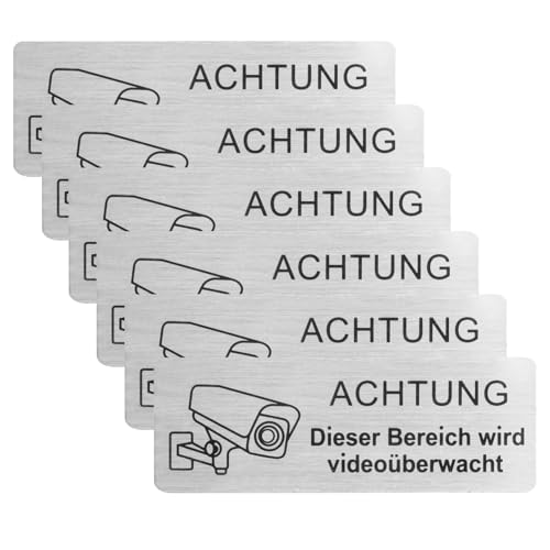 6 StkSchild Videoüberwachung Privatgrundstück, Warnschild Videoüberwachung Schilder, Aluminium Achtung Kamera Überwachung Schild, Dieser Bereich Wird Videoüberwacht Schild für Innen Außen(85x30mm) 6 StkSchild Videoüberwachung Privatgrundstück, Warnschild Videoüberwachung Schilder, Aluminium Achtung Kamera Überwachung Schild, Dieser Bereich Wird Videoüberwacht Schild für Innen Außen(85x30mm) von PanBeiQi