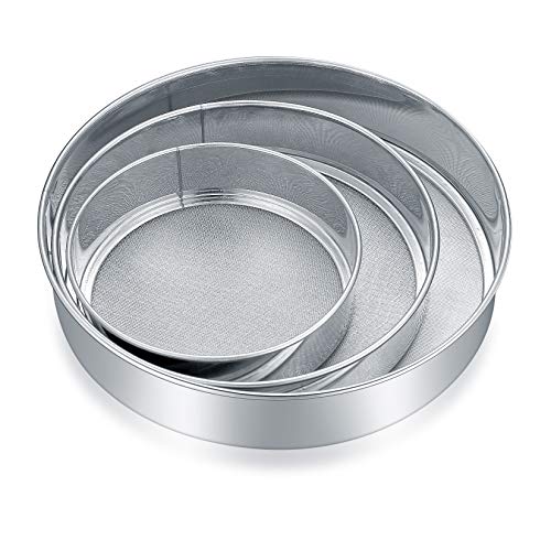 3 Stück, 3 Größen-Edelstahl Mehlsiebe, Sieb zum Backen, Puderzuckersieb, Puderzuckersieb, Küchensieb feinmaschig, Mehlstreuer zum Backen, Kochen von PanBeiQiWEU