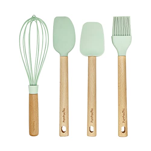 30.5 cm Silikon-Spatel-Set für antihaftbeschichtetes Kochgeschirr, Panpacific Silikon-Spatel, hitzebeständig mit Silikonschaber/Bürste/Schneebesen, Silikon-Backutensilien-Set, 4-teilig (mintgrün) von PanPacific