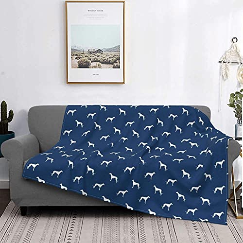 Decke, Marineblau, Windhund-Hund, Silhouette, warmes Flanell-Fleece, Plüsch, weich, Sofa-Überwurf, Decke als Bettdecke/Bettlaken, 125 x 150 cm von PanaRL