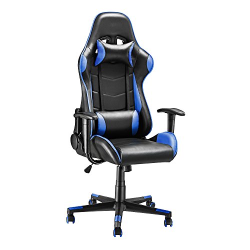 Panana Gaming Stuhl Chair mit Kopfstütze Höhenverstellbarer Racing Bürostuhl Schreibtischstuhl Drehstuhl Ergonomisches Chefsessel (Blau) von Panana