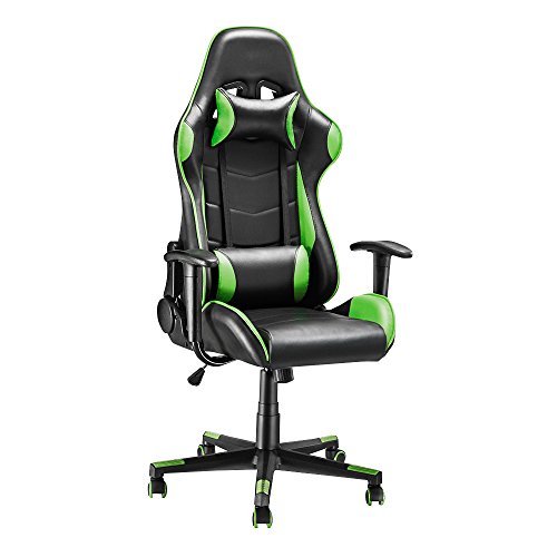 Panana Gaming Stuhl Chair mit Kopfstütze Höhenverstellbarer Racing Bürostuhl Schreibtischstuhl Drehstuhl Ergonomisches Chefsessel (Grün) von Panana