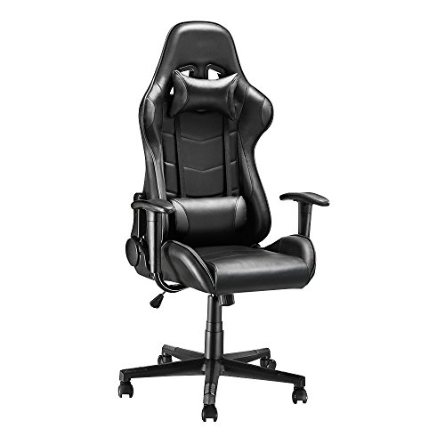 Panana Gaming Stuhl Chair mit Kopfstütze Höhenverstellbarer Racing Bürostuhl Schreibtischstuhl Drehstuhl Ergonomisches Chefsessel (Schwarz) von Panana