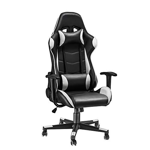 Panana Gaming Stuhl Chair mit Kopfstütze Höhenverstellbarer Racing Bürostuhl Schreibtischstuhl Drehstuhl Ergonomisches Chefsessel (Weiß) von Panana