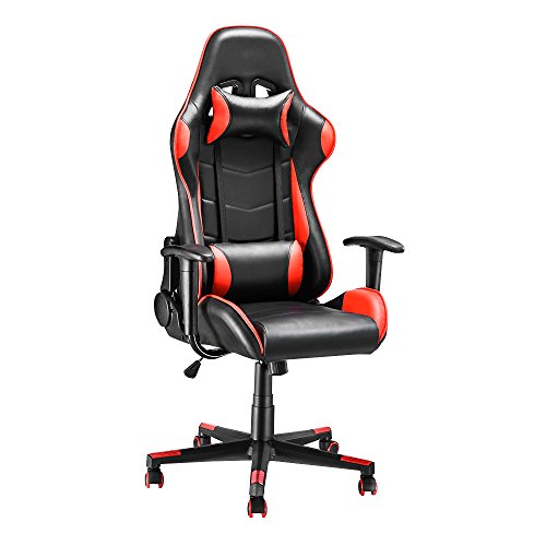 Panana Gaming Stuhl Chair mit Kopfstütze Höhenverstellbarer Racing Bürostuhl Schreibtischstuhl Drehstuhl Ergonomisches Chefsessel (rot) von Panana